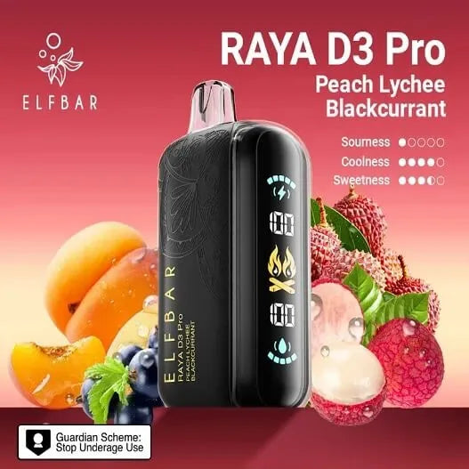 Elf Bar Raya D3 Pro 30 K - Peach Lychee Blackcurrant 30000 Puffs